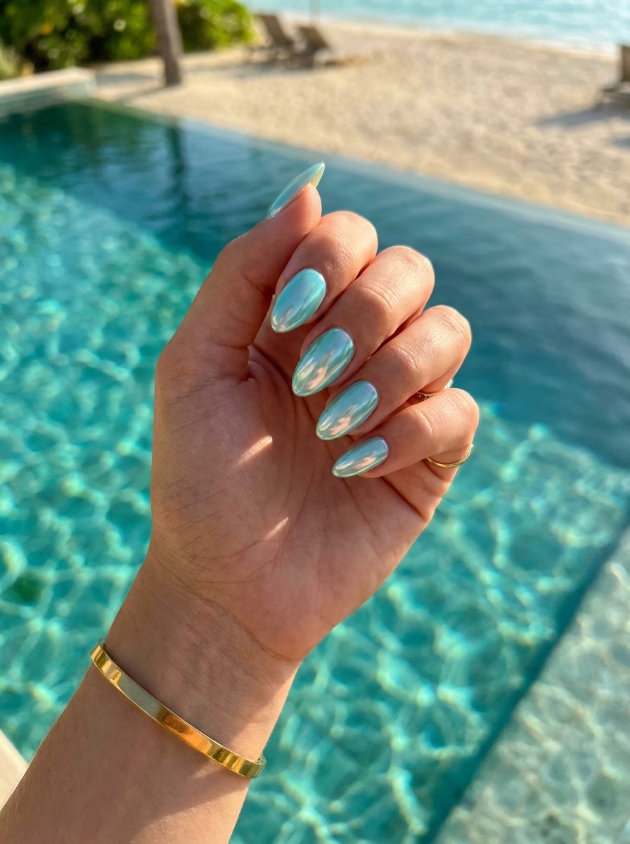 Mermaid Shimmer Nails als Beachy Nails Inspiration 2026
